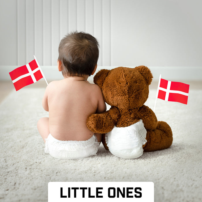 G128 10 Pack Handheld Denmark Stick Flags | 4x6 In | Printed 150D Polyester, Country Flag, Solid Plastic Stick, Spear White Tip