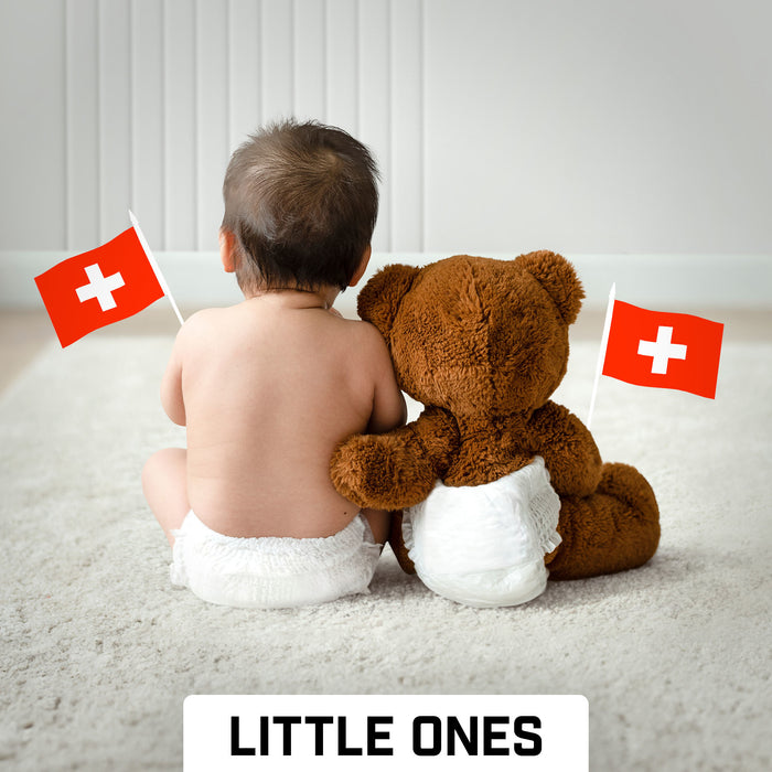 G128 10 Pack Handheld Switzerland Swiss Stick Flags | 4x6 In | Printed 150D Polyester, Country Flag, Solid Plastic Stick, Spear White Tip