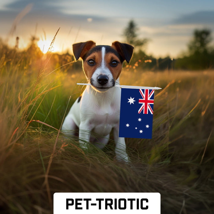 G128 10 Pack Handheld Australia Australian Stick Flags | 4x6 In | Printed 150D Polyester, Country Flag, Solid Plastic Stick, Spear White Tip