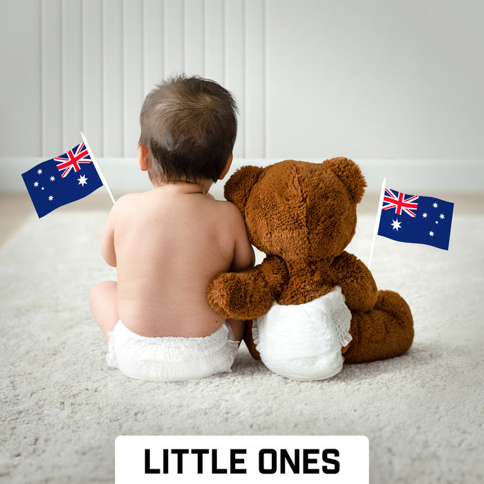 G128 10 Pack Handheld Australia Australian Stick Flags | 4x6 In | Printed 150D Polyester, Country Flag, Solid Plastic Stick, Spear White Tip