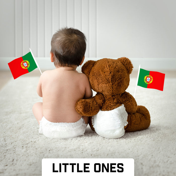 G128 10 Pack Handheld Portugal Portuguese Stick Flags | 4x6 In | Printed 150D Polyester, Country Flag, Solid Plastic Stick, Spear White Tip