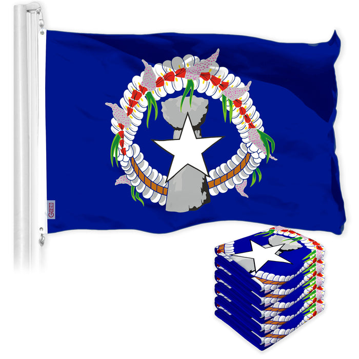 G128 5 Pack: Northern Marianas MP State Flag | 3x5 Ft | LiteWeave Pro Series Printed 150D Polyester | Indoor/Outdoor, Vibrant Colors, Brass Grommets