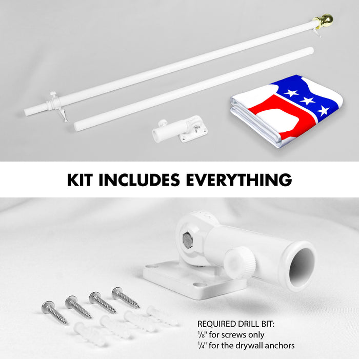 G128 Combo Pack: 6 Ft Tangle Free Aluminum Spinning Flagpole (White) & Democratic Party Flag 3x5 Ft, LiteWeave Pro Series Printed 150D Polyester | Pole with Flag Included