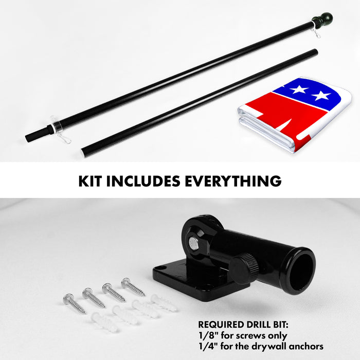 G128 Combo Pack: 6 Ft Tangle Free Aluminum Spinning Flagpole (Black) & Republican Party Flag 3x5 Ft, LiteWeave Pro Series Printed 150D Polyester | Pole with Flag Included