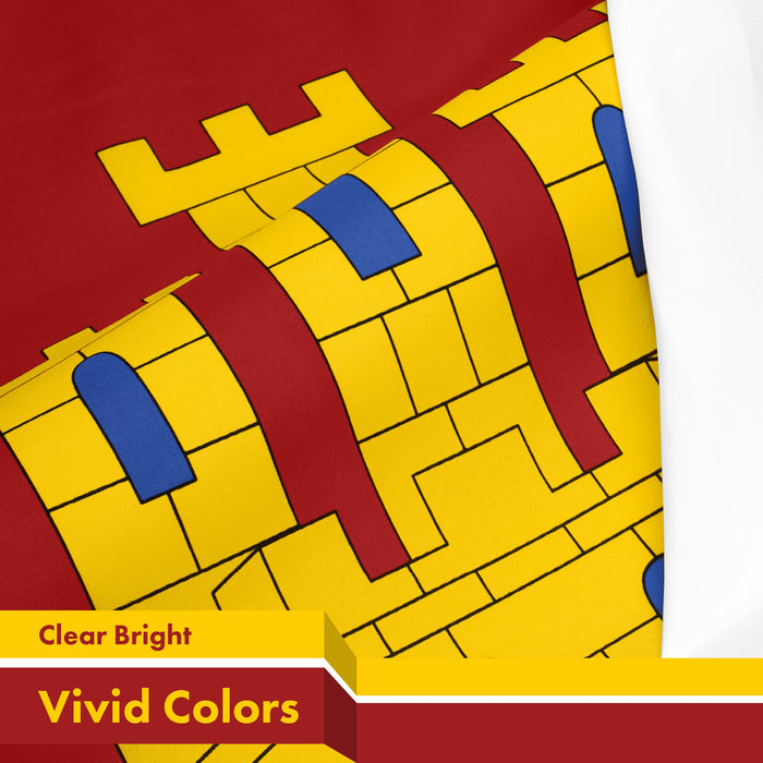 G128 Combo Pack: American USA Flag 3x5 Ft & Spain Castile La Mancha Flag 3x5 Ft | Both LiteWeave Pro Series Printed 150D Polyester, Brass Grommets
