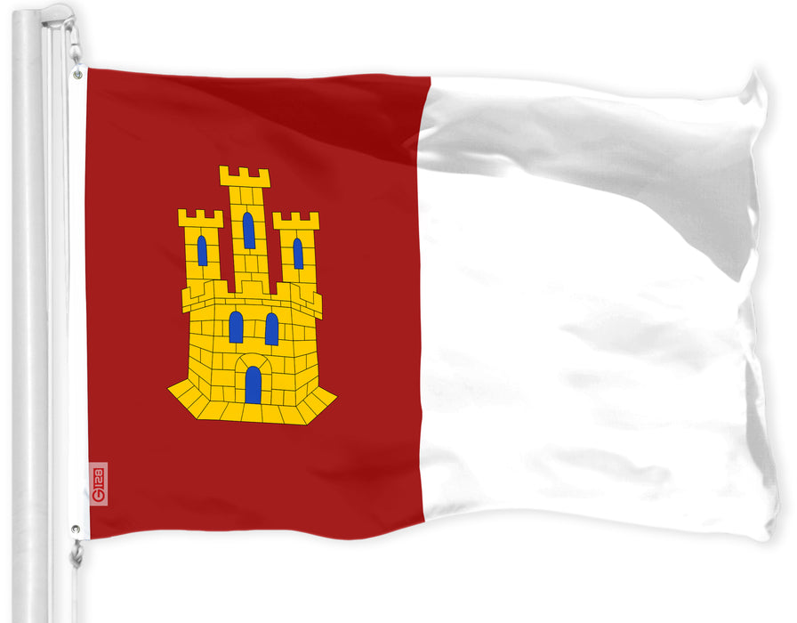 G128 Combo Pack: American USA Flag 3x5 Ft & Spain Castile La Mancha Flag 3x5 Ft | Both LiteWeave Pro Series Printed 150D Polyester, Brass Grommets