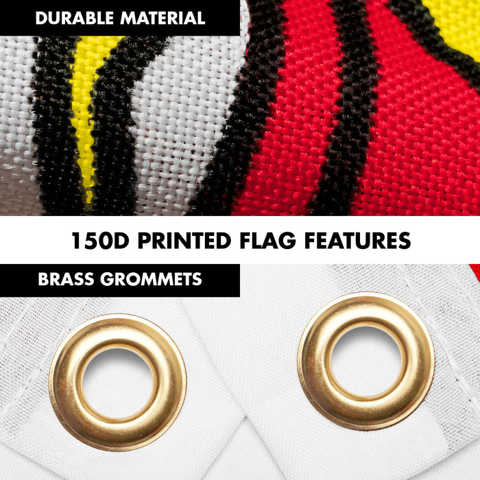 G128 Combo Pack: 6 Ft Tangle Free Aluminum Spinning Flagpole (Black) & Austria Austrian Coat of Arms Flag 3x5 Ft, LiteWeave Pro Series Printed 150D Polyester | Pole with Flag Included