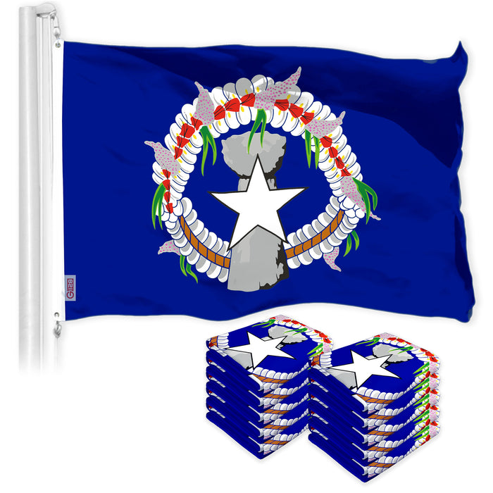 G128 10 Pack: Northern Marianas MP State Flag | 3x5 Ft | LiteWeave Pro Series Printed 150D Polyester | Indoor/Outdoor, Vibrant Colors, Brass Grommets