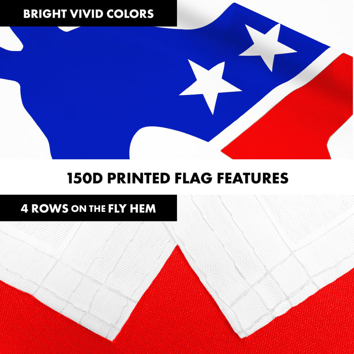 G128 Combo Pack: 6 Ft Tangle Free Aluminum Spinning Flagpole (White) & Democratic Party Flag 3x5 Ft, LiteWeave Pro Series Printed 150D Polyester | Pole with Flag Included