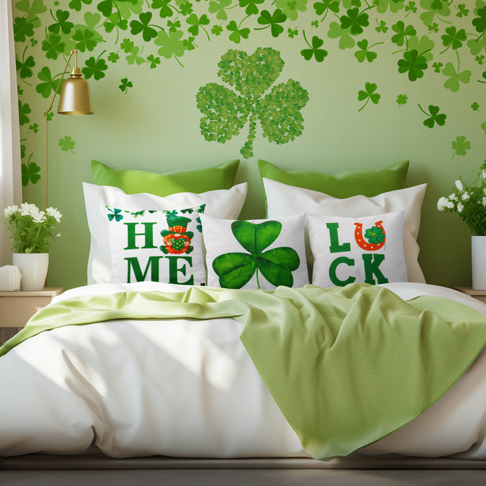 G128 St Patrick’s Day Decoration Gnome Luck Shamrock Waterproof Throw Pillow | 18 x 18 in | Set of 4, Beautiful Cushion Covers for St Patrick’s Day Sofa Couch Decoration, Pillow Insert Included