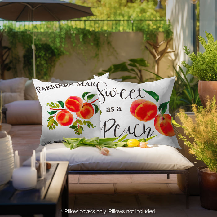 G128 Spring Decoration Farmhouse Peach Home Waterproof Throw Pillow Covers | 18 x 18 in | Set of 4, Beautiful Cushion Covers for Spring Sofa Couch Decoration