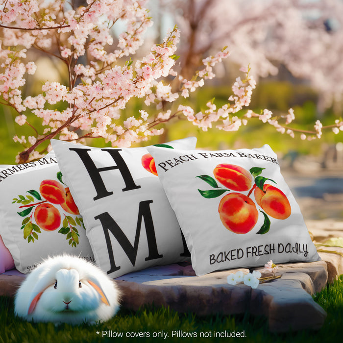 G128 Spring Decoration Farmhouse Peach Home Waterproof Throw Pillow Covers | 18 x 18 in | Set of 4, Beautiful Cushion Covers for Spring Sofa Couch Decoration