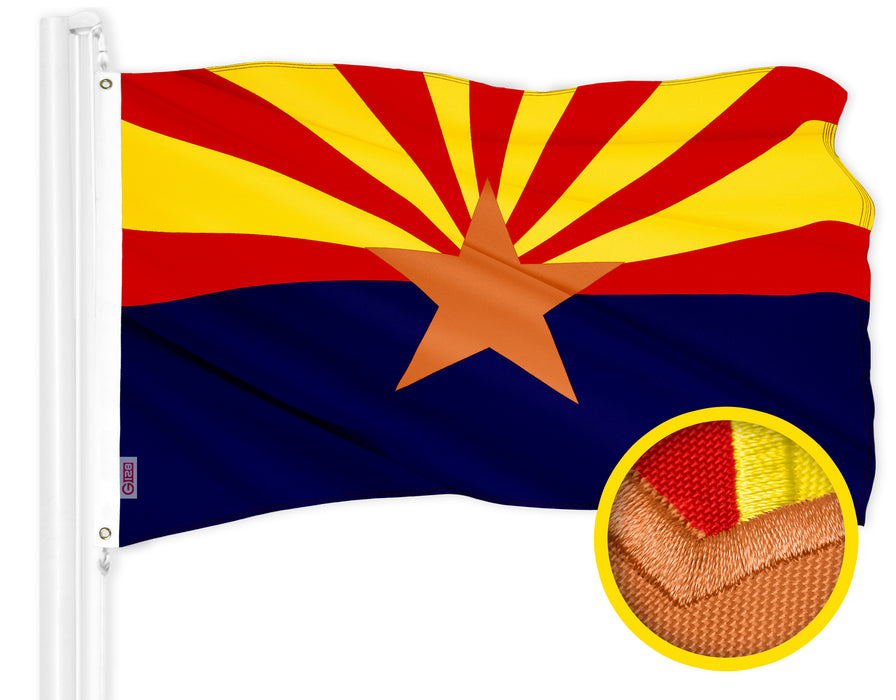 G128 Combo Pack: American USA Flag 4x6 Ft & Arizona AZ  4x6 Ft | Both ToughWeave Series Embroidered 300D Polyester, Embroidered Design, Indoor/Outdoor, Brass Grommets