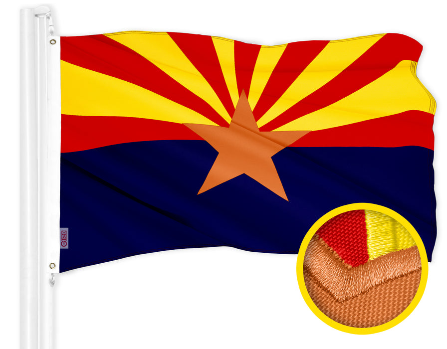 G128 Combo Pack: American USA Flag 2x3 Ft & Arizona AZ State Flag 2x3 Ft | Both ToughWeave Series Embroidered 300D Polyester, Embroidered Design, Indoor/Outdoor, Brass Grommets
