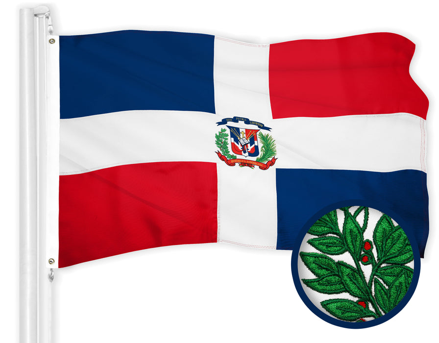 G128 Dominican Republic Flag | 3x5 Ft | ToughWeave Series Embroidered 300D Polyester | Country Flag, Embroidered Design, Indoor/Outdoor, Brass Grommets