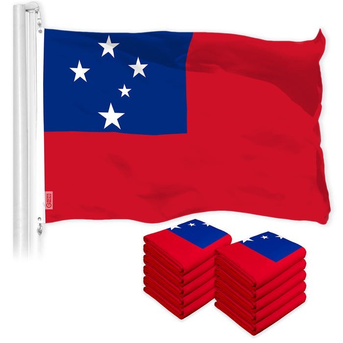 G128 10 Pack: Samoa Samoan | 3x5 Ft | LiteWeave Pro Series Printed 150D Polyester | Country Flag, Indoor/Outdoor, Vibrant Colors, Brass Grommets