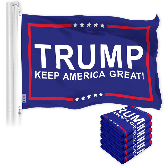 G128 5 Pack: Keep America Great Blue Flag | 3x5 Ft | LiteWeave Pro Series Printed 150D Polyester | Election Flag, Indoor/Outdoor