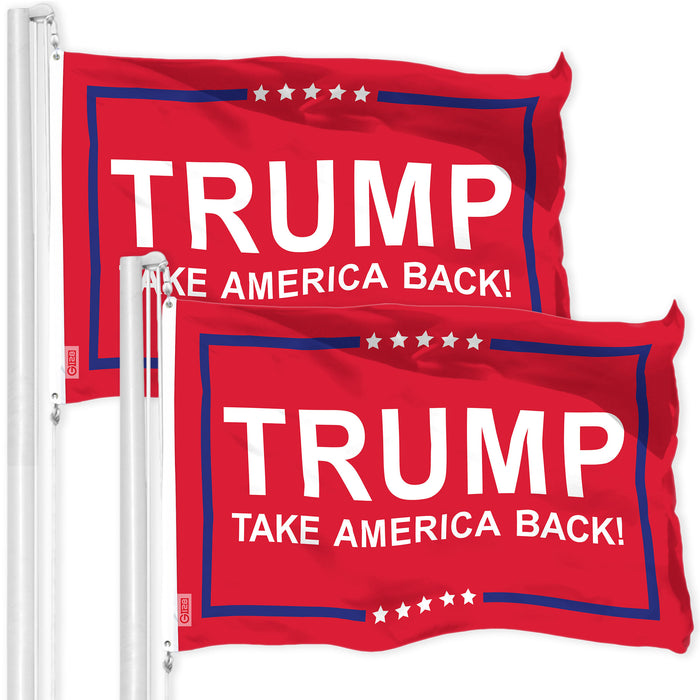 G128 2 Pack: Trump Take America Back Red Flag | 3x5 Ft | LiteWeave Pro Series Printed 150D Polyester | Election Flag, Indoor/Outdoor