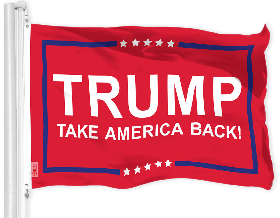 G128 Combo Pack: American USA Flag 3x5 Ft & Trump Take America Back Red Flag Flag 3x5 Ft | Both LiteWeave Pro Series Printed 150D Polyester | Election Flag, Indoor/Outdoor