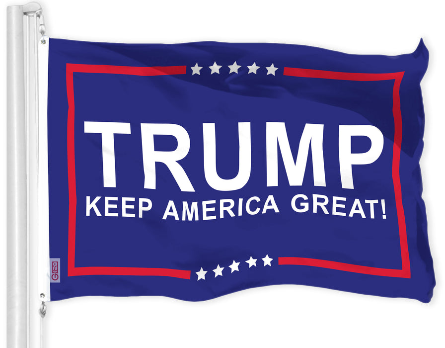 G128 Combo Pack: American USA Flag 3x5 Ft & Trump Keep America Great Blue Flag Flag 3x5 Ft | Both LiteWeave Pro Series Printed 150D Polyester | Election Flag, Indoor/Outdoor
