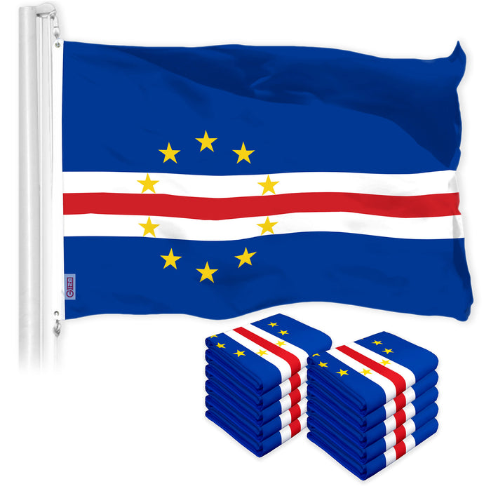 G128 10 Pack: Cape Verde Cape Verdean | 3x5 Ft | LiteWeave Pro Series Printed 150D Polyester | Country Flag, Indoor/Outdoor, Vibrant Colors, Brass Grommets