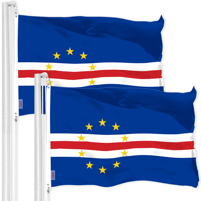 G128 2 Pack: Cape Verde Cape Verdean | 3x5 Ft | LiteWeave Pro Series Printed 150D Polyester | Country Flag, Indoor/Outdoor, Vibrant Colors, Brass Grommets