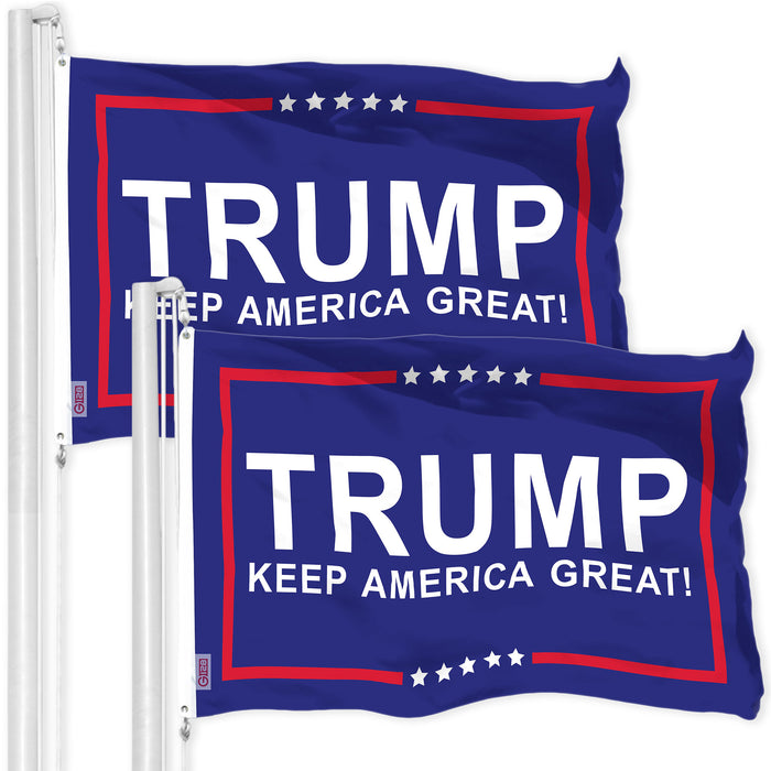 G128 2 Pack: Trump Keep America Great Blue Flag | 3x5 Ft | LiteWeave Pro Series Printed 150D Polyester | Election Flag, Indoor/Outdoor