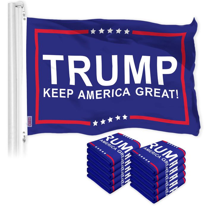 G128 10 Pack: Trump Keep America Great Blue Flag | 3x5 Ft | LiteWeave Pro Series Printed 150D Polyester | Election Flag, Indoor/Outdoor