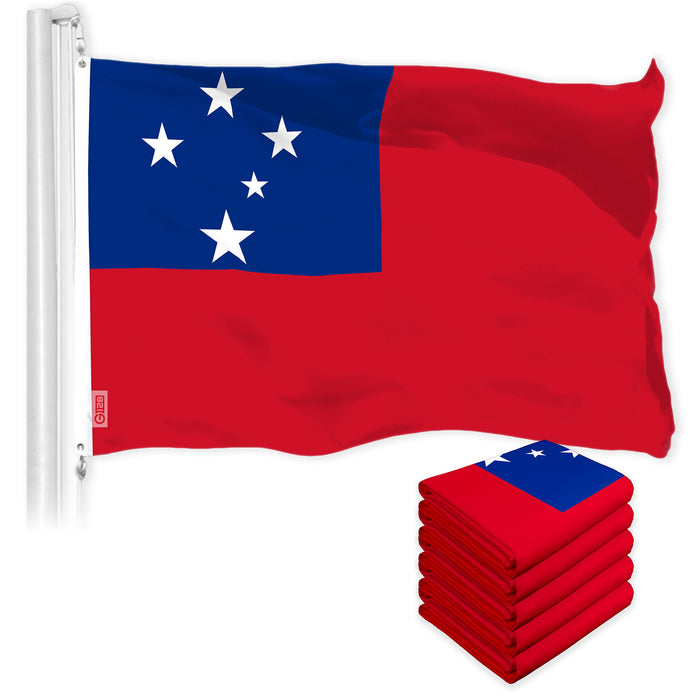 G128 5 Pack: Samoa Samoan | 3x5 Ft | LiteWeave Pro Series Printed 150D Polyester | Country Flag, Indoor/Outdoor, Vibrant Colors, Brass Grommets