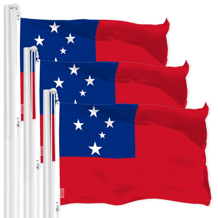 G128 3 Pack: Samoa Samoan | 3x5 Ft | LiteWeave Pro Series Printed 150D Polyester | Country Flag, Indoor/Outdoor, Vibrant Colors, Brass Grommets