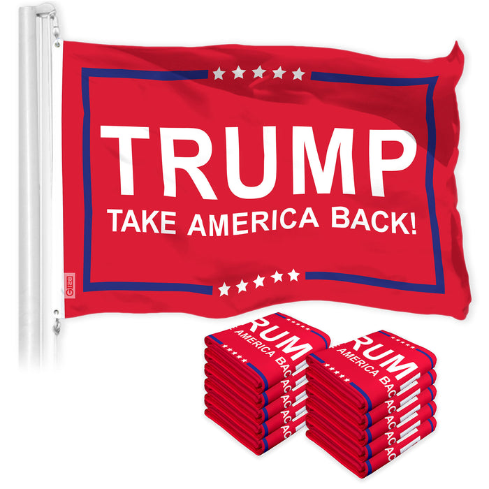 G128 10 Pack: Trump Take America Back Red Flag | 3x5 Ft | LiteWeave Pro Series Printed 150D Polyester | Election Flag, Indoor/Outdoor