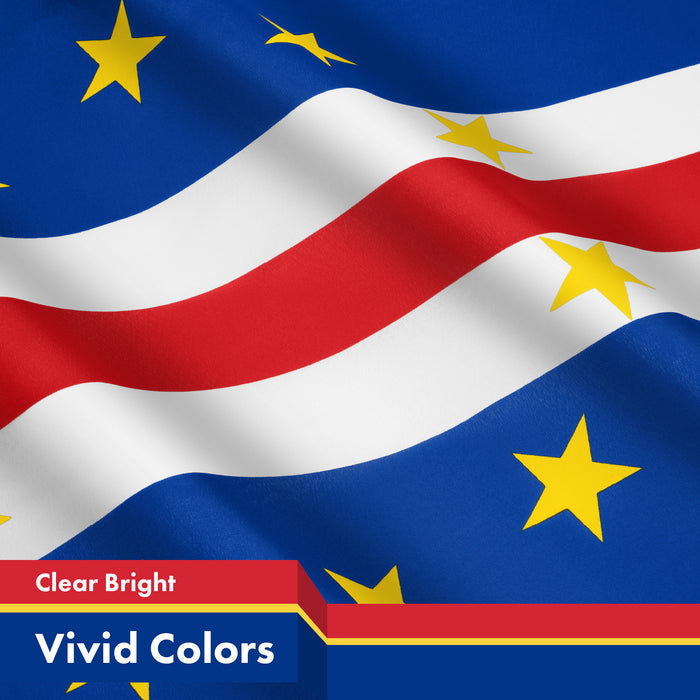G128 Combo Pack: American USA Flag 3x5 Ft & Cape Verde Cape Verdean Flag 3x5 Ft | Both LiteWeave Pro Series Printed 150D Polyester | Country Flag, Indoor/Outdoor, Vibrant Colors, Brass Grommets