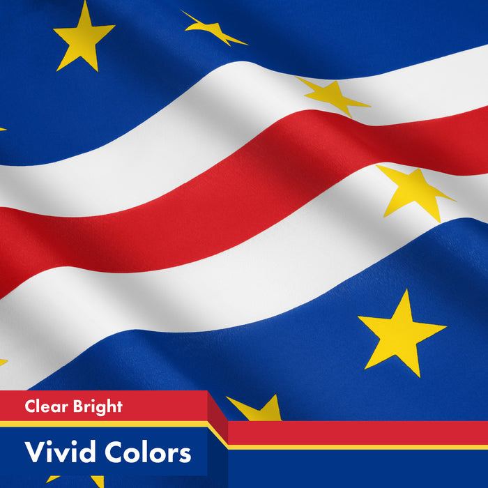 G128 2 Pack: Cape Verde Cape Verdean Flag | 3x5 Ft | LiteWeave Pro Series Printed 150D Polyester | Country Flag, Indoor/Outdoor, Vibrant Colors, Brass Grommets