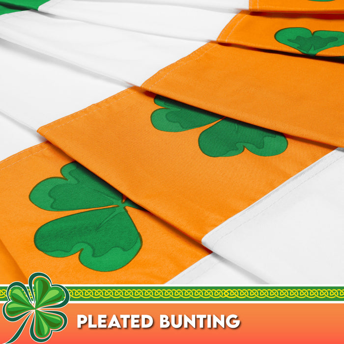 G128 10 Pack: Ireland Irish Shamrock Pleated Fan Flag | 3x6 Ft | Printed 150D Polyester | St. Patrick's Day Decor, Indoor/Outdoor, Vibrant Colors, Brass Grommets