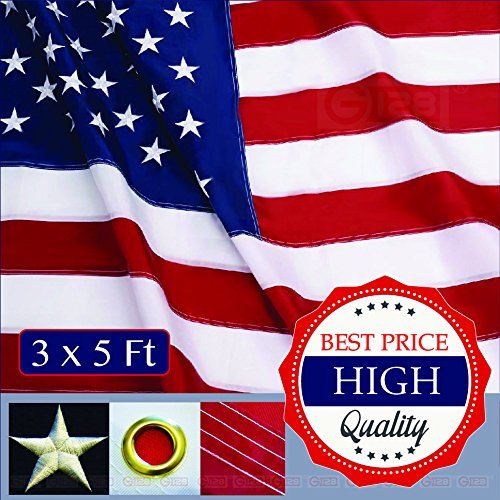 MULTI PACK: American Flag 210D Embroidered Polyester 3x5 Ft  - 50 PACK