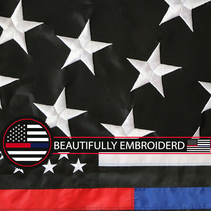 G128 Combo Pack: USA American Flag 3x5 Ft Embroidered Stars & Thin Blue Line and Thin Red Line Flag 3x5 Ft Embroidered
