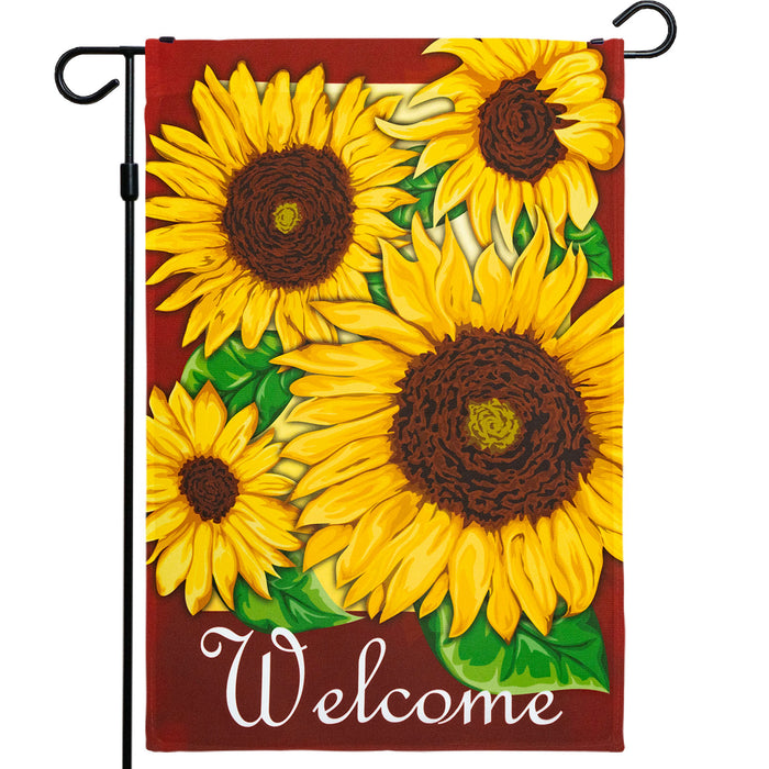 G128 - Home Decorative Fall Garden Flag Welcome Quote, Autumn Sunflowers Garden Yard Decorations,  | 12x18 Inch | Printed 150D Polyester - Rustic Holiday Seasonal Outdoor Flag
