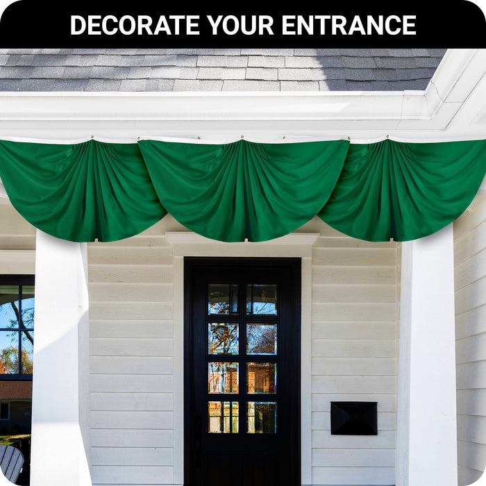 G128 2 Pack: Solid Dark Green Color Pleated Fan Flag | 3x6 Ft | Printed 150D Polyester | Color Fan Flag Decoration, Indoor/Outdoor, Vibrant Colors, Brass Grommets