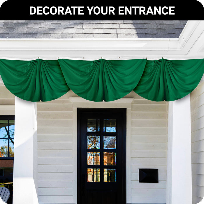 G128 3 Pack: Solid Dark Green Color Pleated Fan Flag | 3x6 Ft | Printed 150D Polyester | Color Fan Flag Decoration, Indoor/Outdoor, Vibrant Colors, Brass Grommets