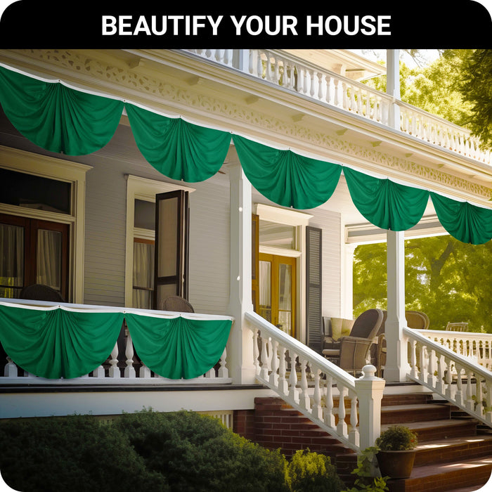 G128 10 Pack: Solid Dark Green Color Pleated Fan Flag | 3x6 Ft | Printed 150D Polyester | Color Fan Flag Decoration, Indoor/Outdoor, Vibrant Colors, Brass Grommets