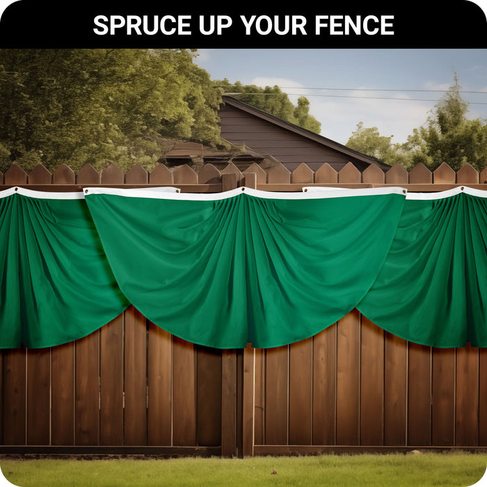 G128 10 Pack: Solid Dark Green Color Pleated Fan Flag | 3x6 Ft | Printed 150D Polyester | Color Fan Flag Decoration, Indoor/Outdoor, Vibrant Colors, Brass Grommets