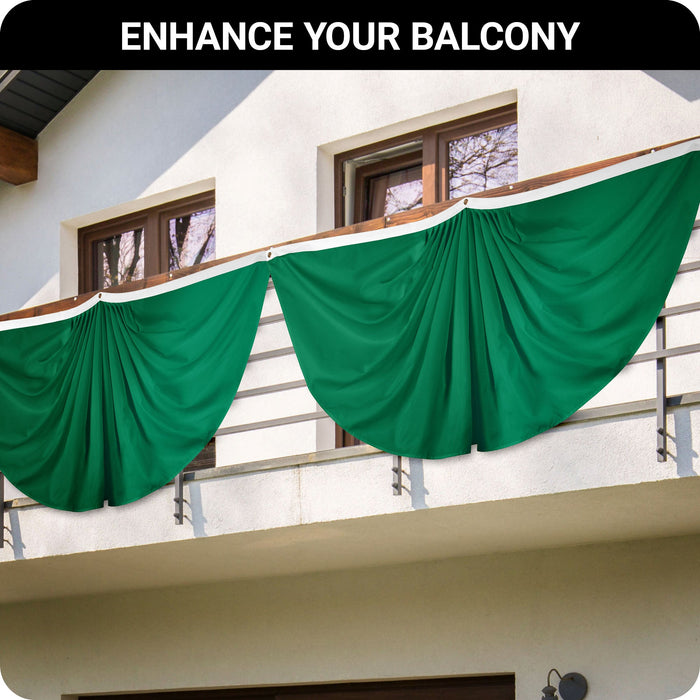 G128 10 Pack: Solid Dark Green Color Pleated Fan Flag | 3x6 Ft | Printed 150D Polyester | Color Fan Flag Decoration, Indoor/Outdoor, Vibrant Colors, Brass Grommets