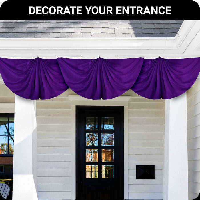 G128 2 Pack: Solid Purple Color Pleated Fan Flag | 3x6 Ft | Printed 150D Polyester | Color Fan Flag Decoration, Indoor/Outdoor, Vibrant Colors, Brass Grommets