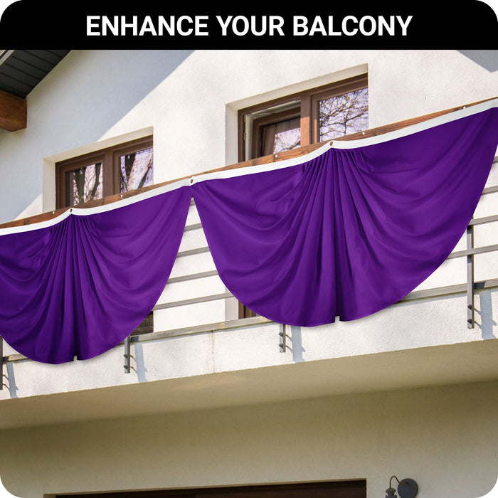 G128 2 Pack: Solid Purple Color Pleated Fan Flag | 3x6 Ft | Printed 150D Polyester | Color Fan Flag Decoration, Indoor/Outdoor, Vibrant Colors, Brass Grommets