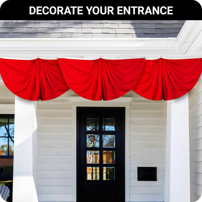 G128 2 Pack: Solid Red Color Pleated Fan Flag | 3x6 Ft | Printed 150D Polyester | Color Fan Flag Decoration, Indoor/Outdoor, Vibrant Colors, Brass Grommets