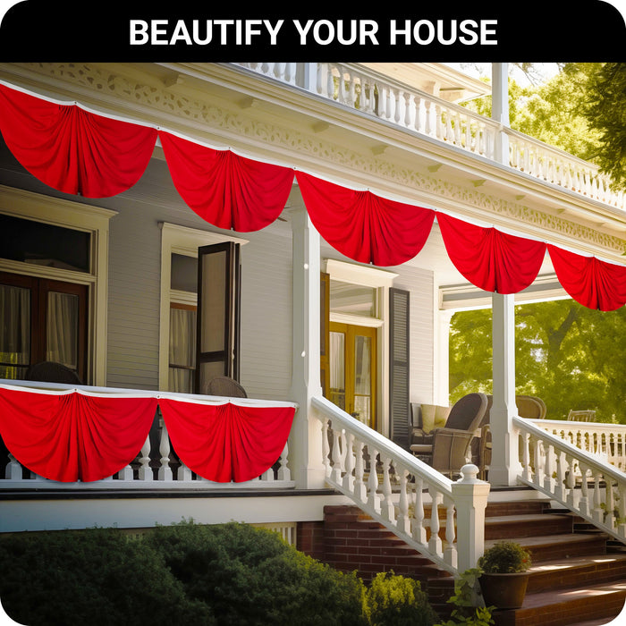 G128 2 Pack: Solid Red Color Pleated Fan Flag | 3x6 Ft | Printed 150D Polyester | Color Fan Flag Decoration, Indoor/Outdoor, Vibrant Colors, Brass Grommets