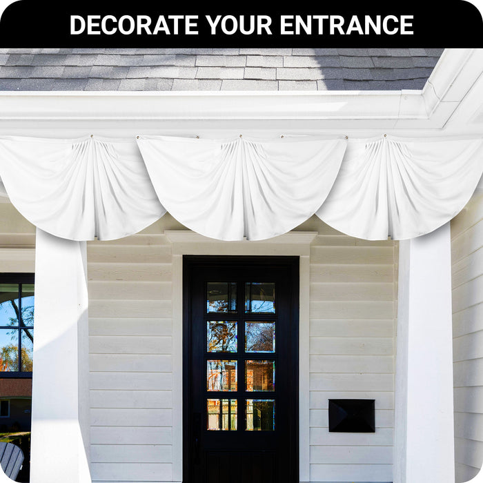 G128 10 Pack: Solid White Color Pleated Fan Flag | 3x6 Ft | Printed 150D Polyester | Color Fan Flag Decoration, Indoor/Outdoor, Vibrant Colors, Brass Grommets