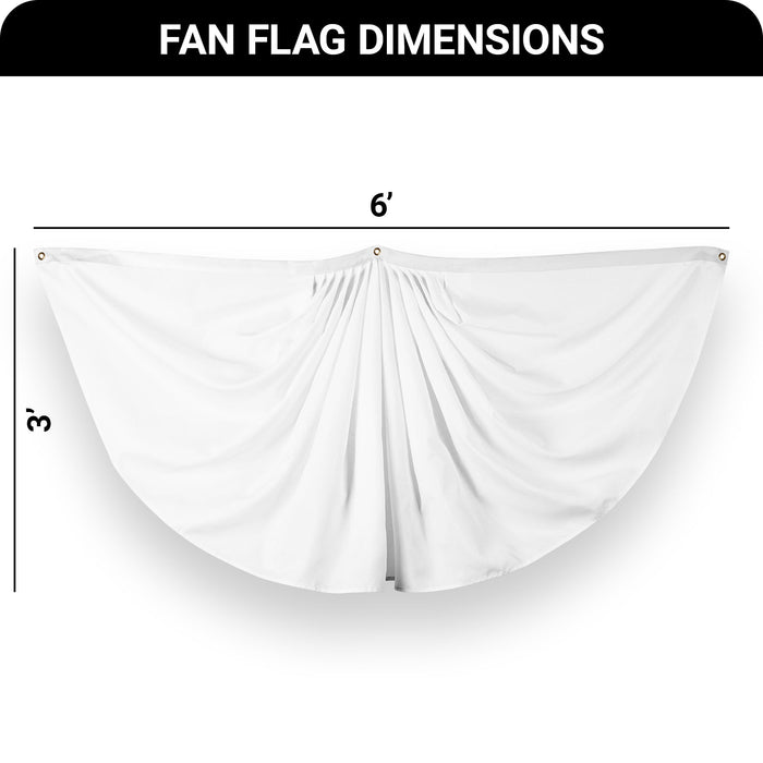 G128 2 Pack: Solid White Color Pleated Fan Flag | 3x6 Ft | Printed 150D Polyester | Color Fan Flag Decoration, Indoor/Outdoor, Vibrant Colors, Brass Grommets