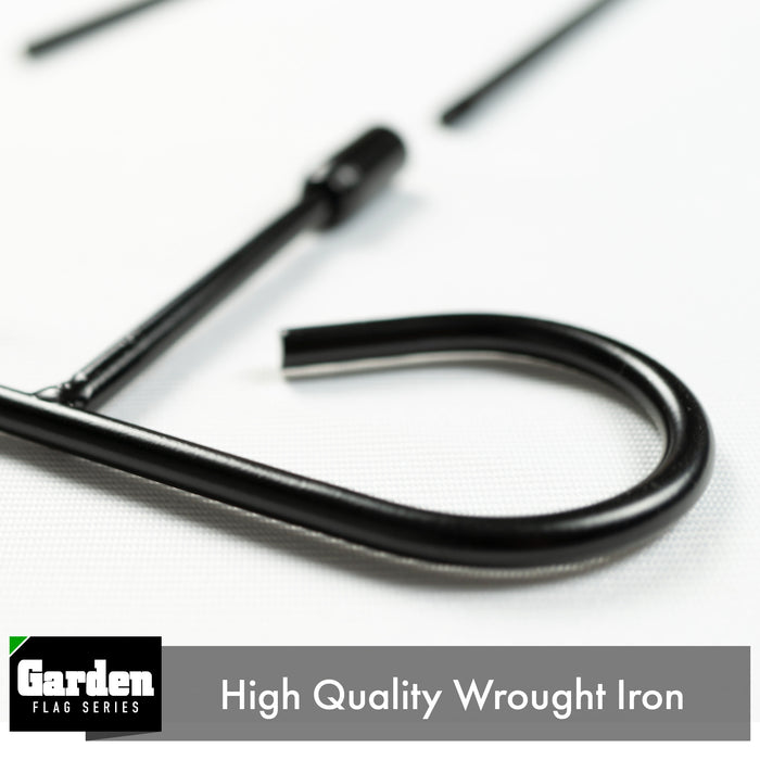 G128 Garden Flag Stand Flagpole | 36"x15" | Black Wrought Iron Stand