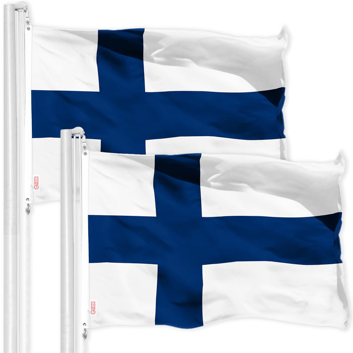 Finland Finnish Flag 3x5 Ft 2-Pack Printed 150D Polyester